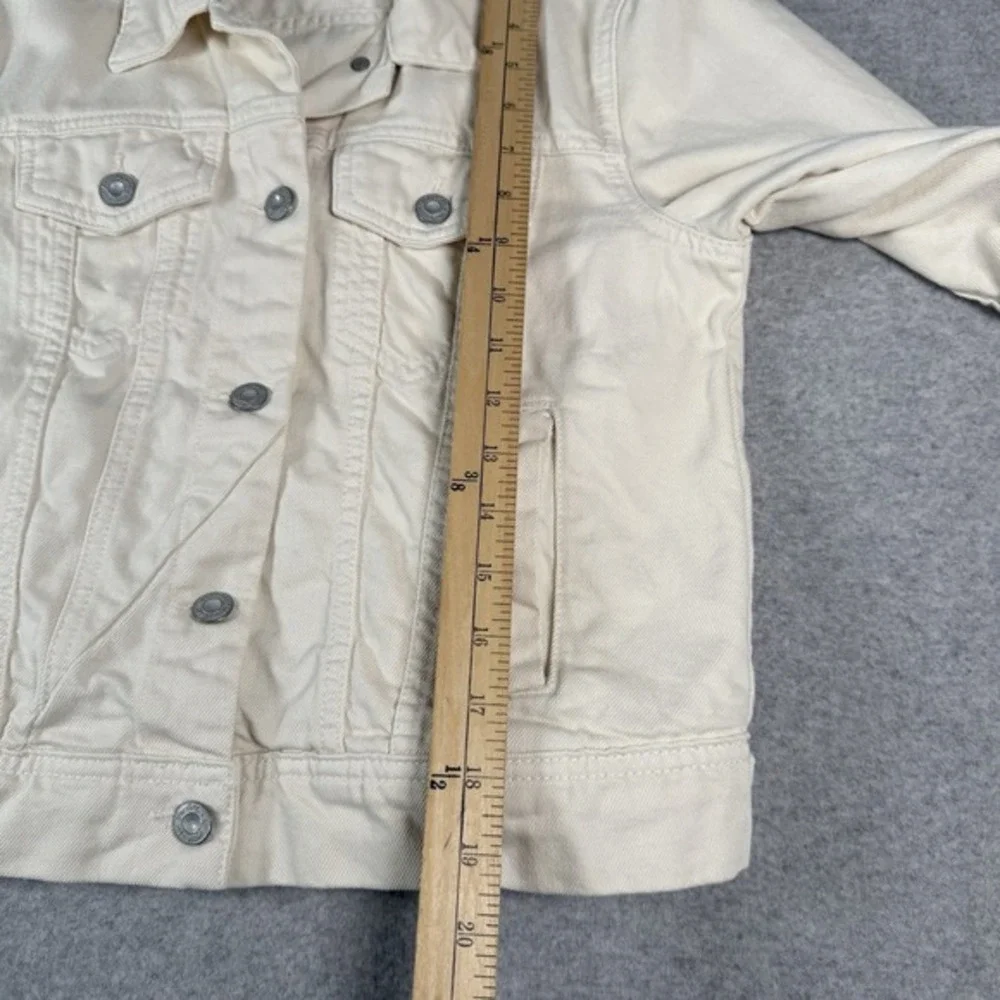 Free People We The Free Denim Jacket Womens XS Cream Cotton Cropped Trucker Boho - Picture 6 of 9